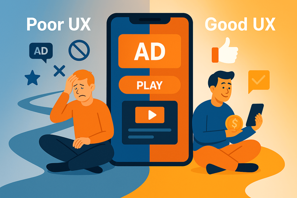 مقایسه تجربه کاربری مثبت و منفی در کمپین‌های تبلیغات درون‌اپلیکیشنی موبایل